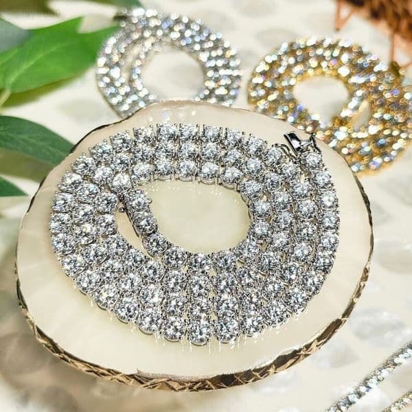 Moissanite Chain Tennis Necklace Bracelet 925 Silver VVS1 Ced Out Diamond Anniversary Gift For Men Women