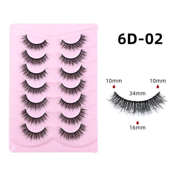 Thick Fluffy False Eyelashes Natural Look, 7 Pairs Volume 3D Faux Mink Lashes Full Strip, Handmade Reusable Eyelash Extensions Wispy Finish Soft Lightweight