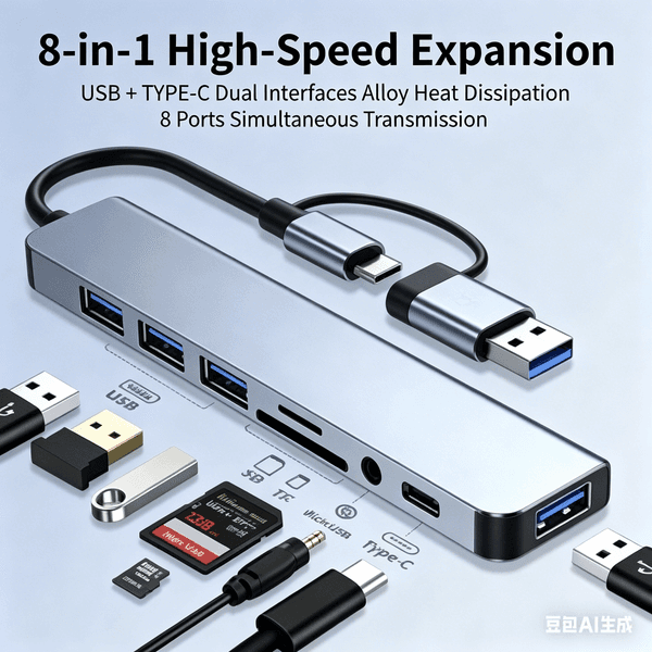 USB 3.0 Hub Laptop Type-C Docking Station Multi-Port Splitter for Tablet Phone Computer Desktop
