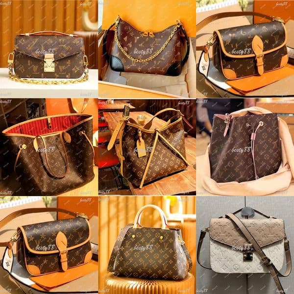 Designer Luxury Leather Old Flower Tote Shoulder Bag Women High Capacity Fashion Composite Shopping Handbag 99