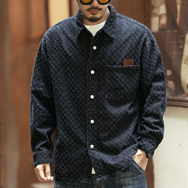 Bestseller American Retro Heavy Plaid Shirt For Men, Autumn Trendy Brand, Loose Casual Distressed Fringed Shirt, Men's Jacket Ddmysat