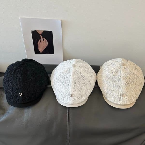 Vintage Lace Newsboy Cap Women Spring Summer Classic Dome Beret Hat Breathable Casual Baker Boy Cap Daily Travel Fashion Accessories
