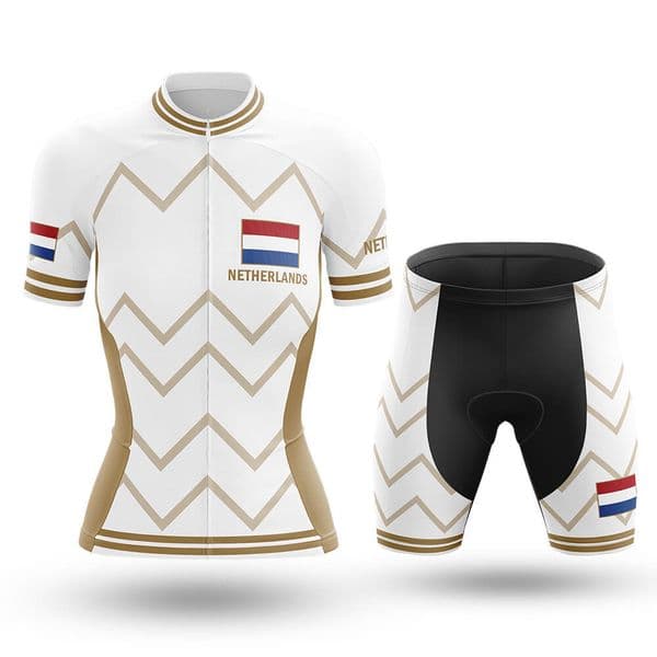 Netherlands Cycling Jersey Womens Set Breathable Biking Outfit Quick-Dry Bib Bicycle Jersey with 19D Padded Shorts
