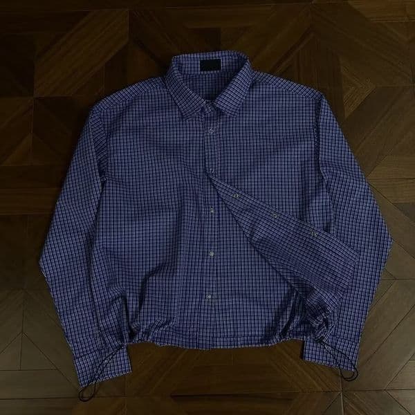 Bestseller Retro Hong Kong-Style Blue Plaid For Men, Long-Sleeved, Slim-Fit, Spring/Summer 2026 New Stylish Shirt Ddmysat