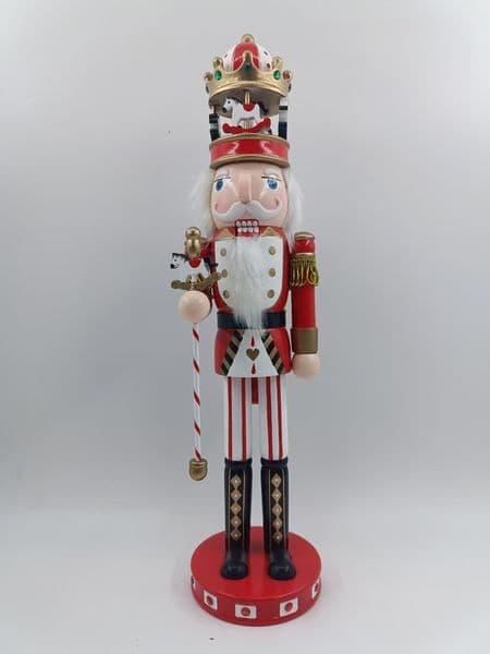 16 Inch Red White Nutcracker Soldier, Handpainted Carousel Crown Christmas Ornament
