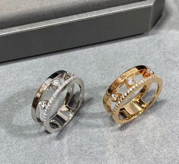 Messi Jersey Messikaa Ring Woman Jewelry Designer Messikassly Jewelry High Luxury Ring For Woman Men Three Diamond Sliding Ring Hollow Smart Pair Ring