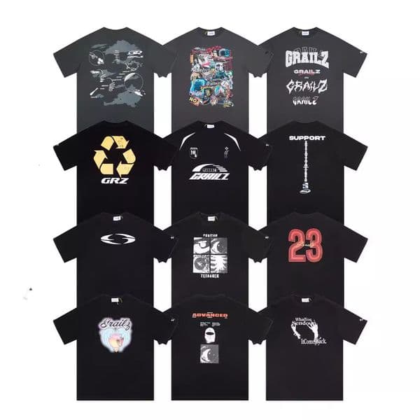 Ddmyoutdoor- GRAILZ Verlapping Letter Minimalist Circular Print Versized Vintage Ersey Men's Loose Casual Hort Leeve T-Hirt Gging Suit Ddmyoutdoor
