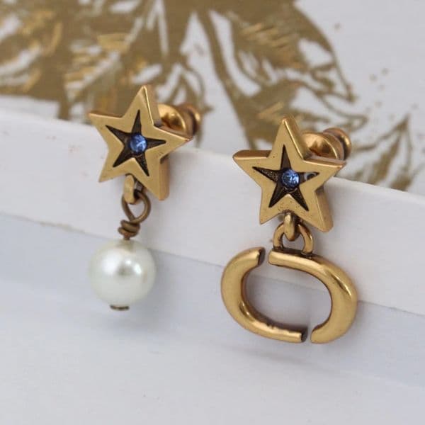 quality with Diamond Studs Designer heart stud Luxury Brass material star with pearl pendant Earrings Women Party Jewelry without box