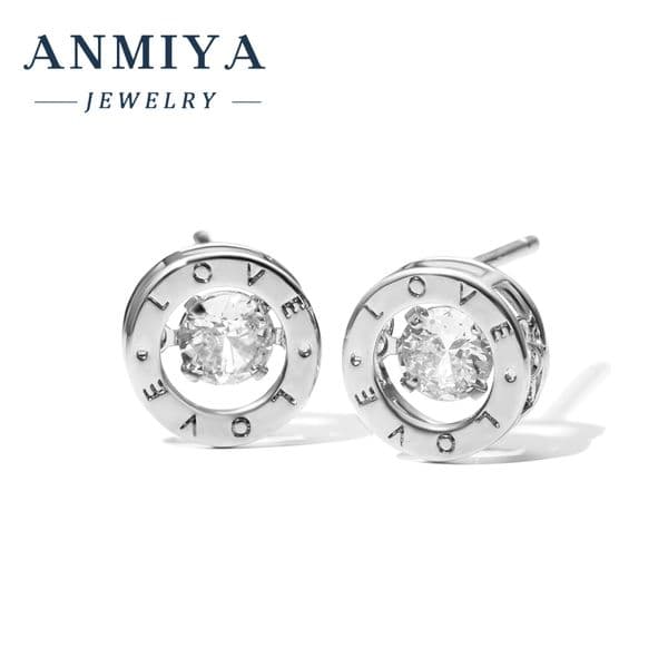 Love Letter Zirconia Earrings for Women Soccer Fan Victory Charm Stadium Ready Lightweight 0.53g Football Matchday Jewelry Copper Alloy S925 Silver Plated