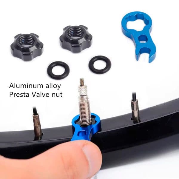 RISK Road Bike Valve Nut With 3 in 1 Valve Core Wrench Waterproof Washer Aluminum MTB Road Bike Presta Valve Protection Caps