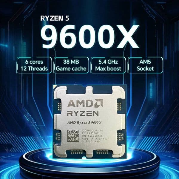 AMD Ryzen 5 9600X NEW 54GHz 6-Core 12-Thread DDR5 L332M 4NM 65W Socket AM5 R5 9600X Gaming CPU Processor but without fan