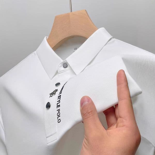 Designer bestseller European size high-end summer polo shirt for men, business casual seamless ice silk short-sleeve t-shirt with pony logo