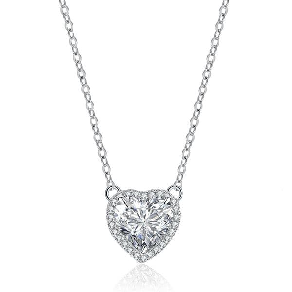 S925 sterling silver necklace wholesale pendant necklace for women, cross-shaped moissanite heart-shaped love pendant with full diamond clavicle chain,