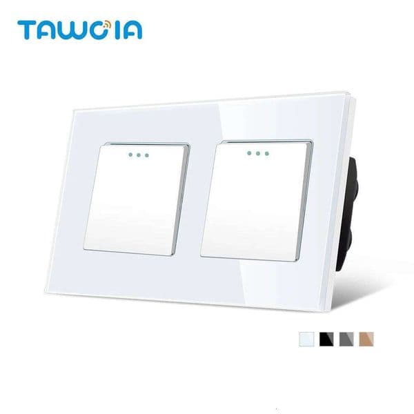 TAWOIA Simple Style Crystal Glass Panel Double 3 4 Gang 1 / 2 Way Wall Light 10A Push Button Switch