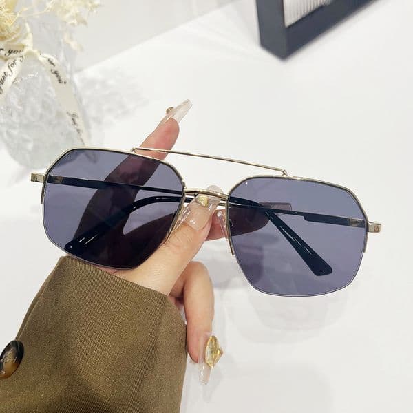High Quality Metal double-beam large-frame men, fashionable and cool driving sunglasses for women, new UV protection eyewear