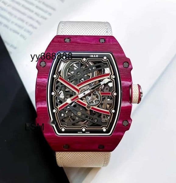 Luxury watch Limited Edition R M 6702 Automatic Mechanical Watch UltraThin 7.8mm Thickness Tourbillon Hollow Case Skeleton Dial Men Wristwatch Carbon Fiber MeiJW84