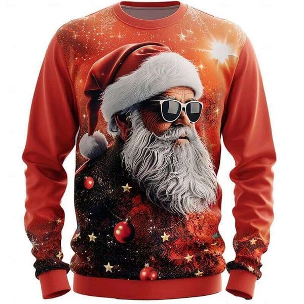 Funny Christmas 3D Printed Sweatshirt For Men Music Motorcycle Santa Claus Pattern Pullover Casual O-Neck Long Sleeve Hoodies