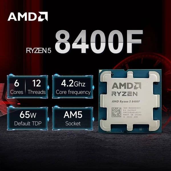 NEW AMD Ryzen 5 8400F L316M 4NM DDR5 42GHz 6-Core 12-Thread R5 8400F Processor 65W Gaming CPU Socket AM5 Without Cooler