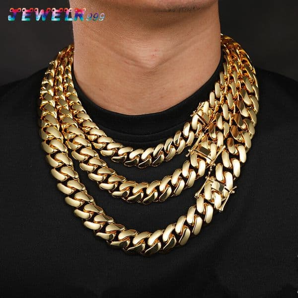 Wholesale Cadenas Cubana Hip Hop Jewelry Luxury Gold Plated Choker Miami Cuban Link Chain Necklace for Men