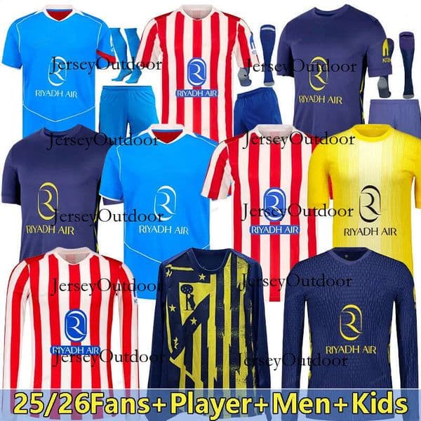 25 26 ALMADA GRIEZMANN JOHNNY 2025 2026 Atleticoes Madrides soccer jersey J. ALVAREZ football kit shirts RUGGERI ALEX B. camiseta de futbol men kids kits set