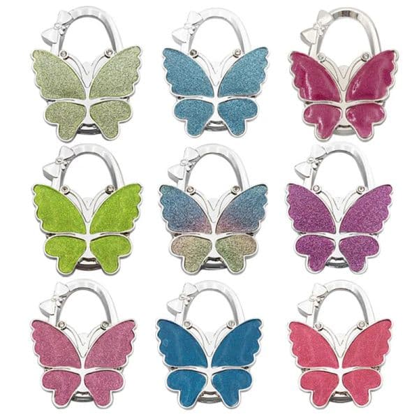 Hook Butterfly Handbag Hanger Glossy Matte Butterfly Foldable Table for Bag Purse many colors Tax Duty Free HJ