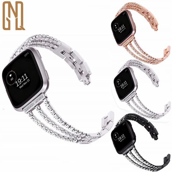 Suitable For Fitbit Three-Chain Versa 3 Watch Strap, Trendy Metal Strap