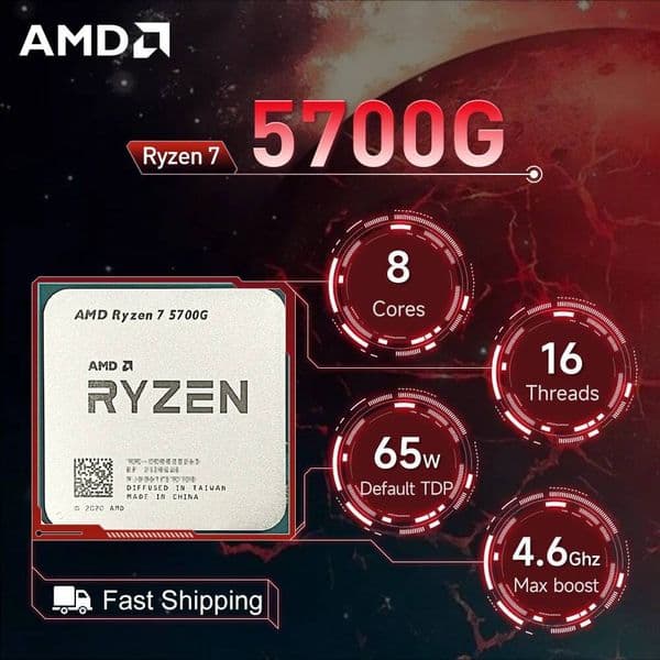 AMD Ryzen 7 5700G 38GHz 8-Core 16-Thread R7 5700G Socket AM4 7NM L316M Processor 65W DDR4 No Fan