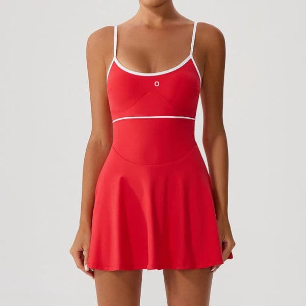 Womens Yoga Outfit Tennis Dresses Cheerleaders One Piece Running Dress Sleeveless Pants Lined Pocket With Pad