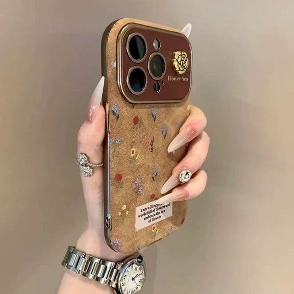 Phone Case Autumn And Winter Colorful Small Floral Suitable For Iphone 17 Pro Max 15 Phone Case 14 High-End Feel 13 Leather 12