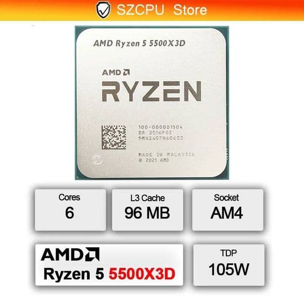 AMD Ryzen 5 5500X3D New R5 5500X3D 30 GHz 6-Core 12-Thread CPU Processor 7NM L396M Socket AM4