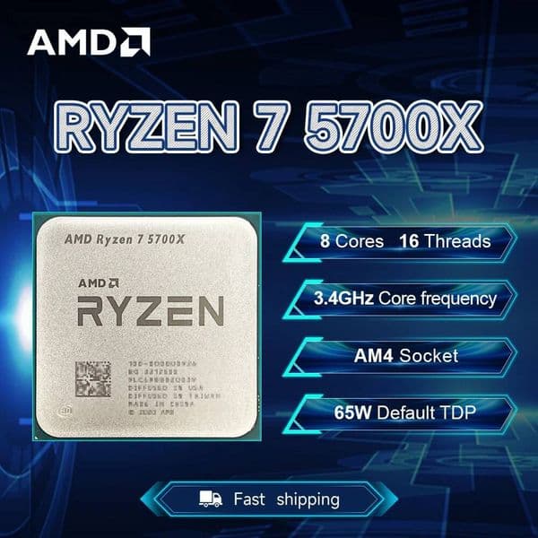 NEW AMD Ryzen 7 5700X 34GHz 7NM L332M Processor 65W Socket AM4 8-Core 16-Thread R7 5700X DDR4 but without fan