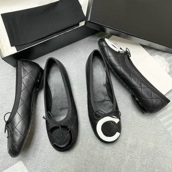 CC Camellia Luxury Designer Shoes Women's Quilted Ballet Flats Bowknot Round Toe Slip-On Shoes Casual Flat Ballerina Shoes for Daily Party Plus Size 35-42