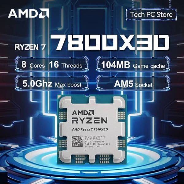 AMD Ryzen 7 7800X3D 42GHz L396M Processor 8-Core 16-Thread R7 7800X3D 120W Socket AM5 5NM DDR5 NEW but No Fan
