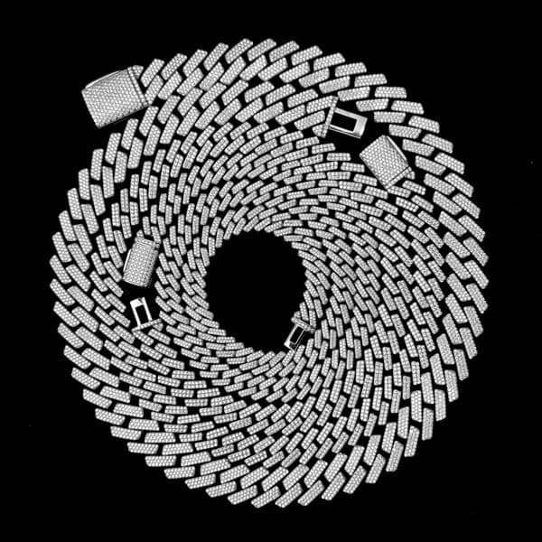 6mm 8mm 12mm Cuban Link Chain Necklace 925 Silver VVS Iced Out Hiphop Moissanite Cuban Chain