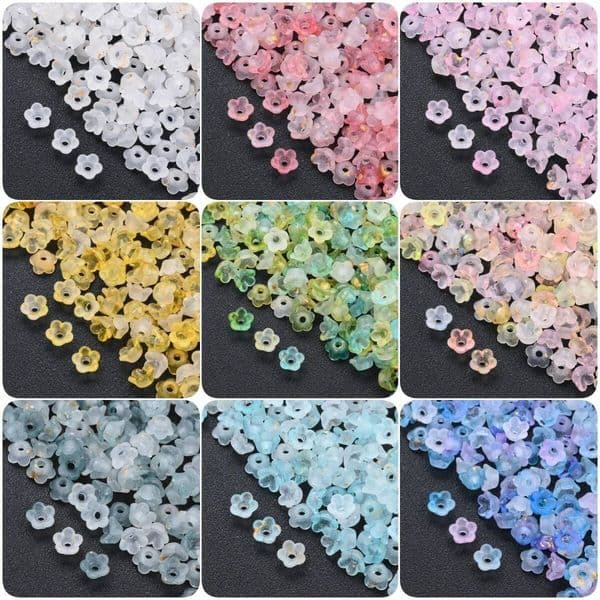 500Pcs 3*6Mm Multicolor Lily Of The Valley Flower End Cap Beads For DIY Bracelet Jewelry Making Hairpin Material Accessories
