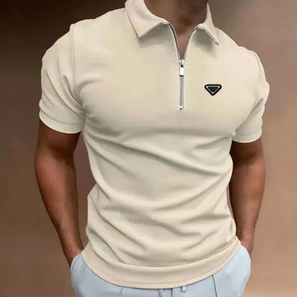 2026 Men's Polos Designer high quality Summer Zipper Polo Shirt brand Striped Print Shirt for Men Streetwear Casual Short Sleeve T-Shirt designer top A2