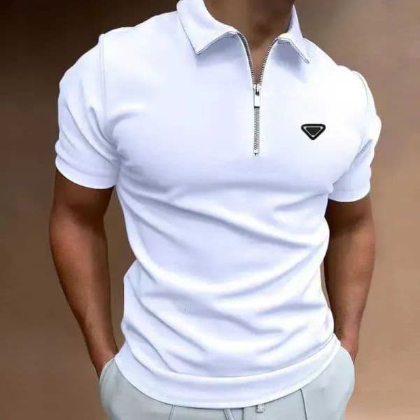 2026 Men's Polos Designer high quality Summer Zipper Polo Shirt brand Striped Print Shirt for Men Streetwear Casual Short Sleeve T-Shirt designer top A2