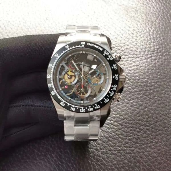 Wristwatches Forsining Mechanical Watches Mens Personality Leisure Hollow Sun And Moon Flywheel Wrist Multi-functional mechanical watch hollow-out watch