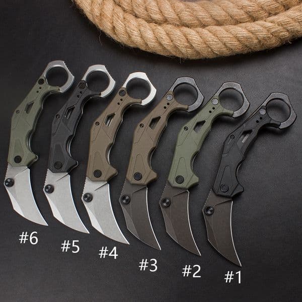Novelty EDC KS 2064 Folding Knife Claw 8Cr13Mov Stonewashed Blade GFN Handle Outdoor Portable Camping Rescue Folding Knives For Cutting Tool