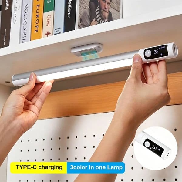 LED Digital Display Motion Night Type C Rechargeable Closet Light Magnetic Sensor Lamp For Cabinet Kitchen Lighting ddmynov