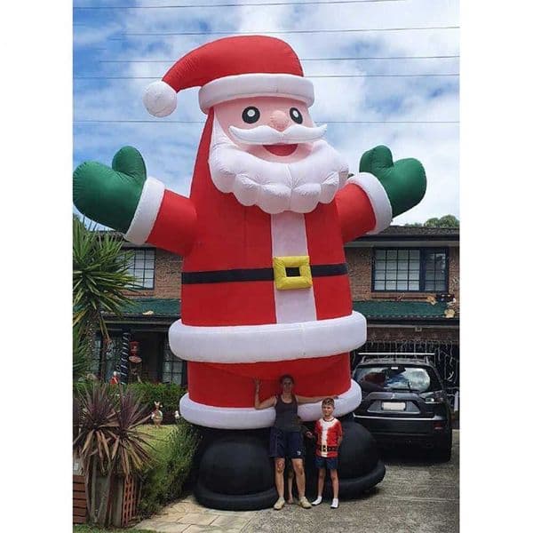 Christmas Cheerful 32.8ft Santa Claus Airblown Figurine with Built-in LED Lighting Ideal for Front Yard Display