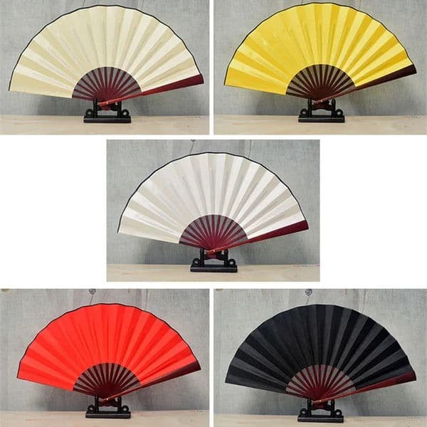 10/13Inch Silk Cloth Blank Chinese Folding Fan Wooden Bamboo Antiquity Folding Fan For Calligraphy Painting Home Decor