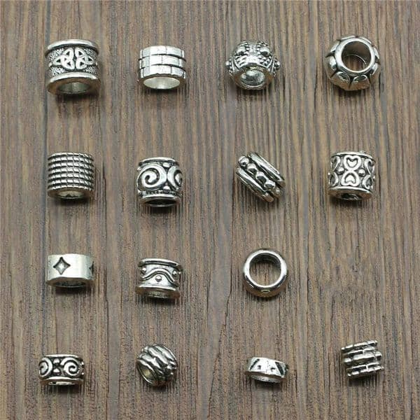 20Pcs Antique Silver Color Big Hole Spacer Beads Charms Pendants For Bracelets Jewelry Making