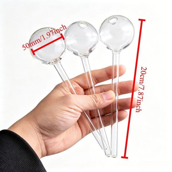 Super Thick heady Clear Big 50mm Glass Oil Burner Hand Pipe 8inch Long Smoke Hand tune nails Pipe USA Popular for smoking