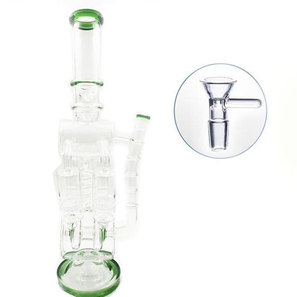 18 inch Yellow Glass Water Bong Hookahs Recycle with Honeycomb Filters Percolator 14m maleSmoking Pipes
