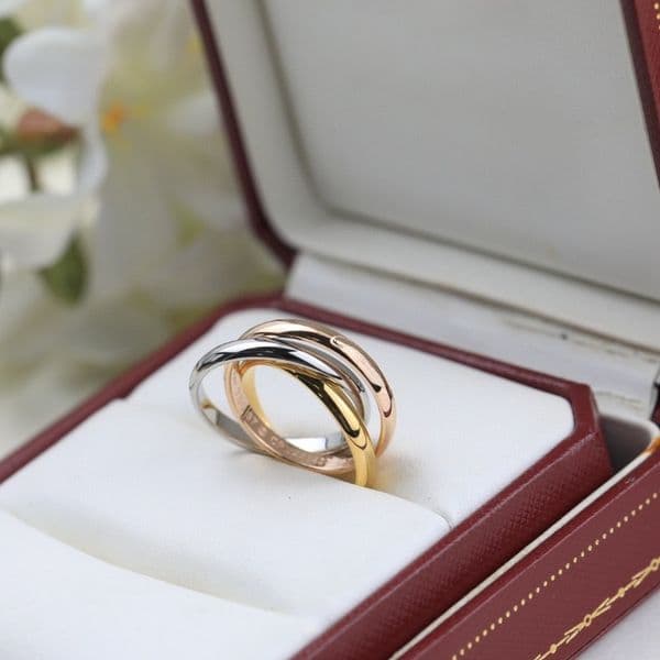 Designer Ring Luxury Classic Trinity Style Triple Band Ring Men Women Couple Ring 18K Gold Plated Band Ring Multiple Colors Fashion Jewelry with Original Box