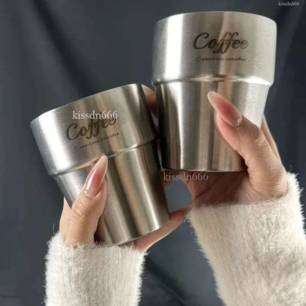304 simple coffee cup 300ml drum cup double wall stainless steel vacuum insulated straight cup beer coffee cup double-layer coffee cup gift