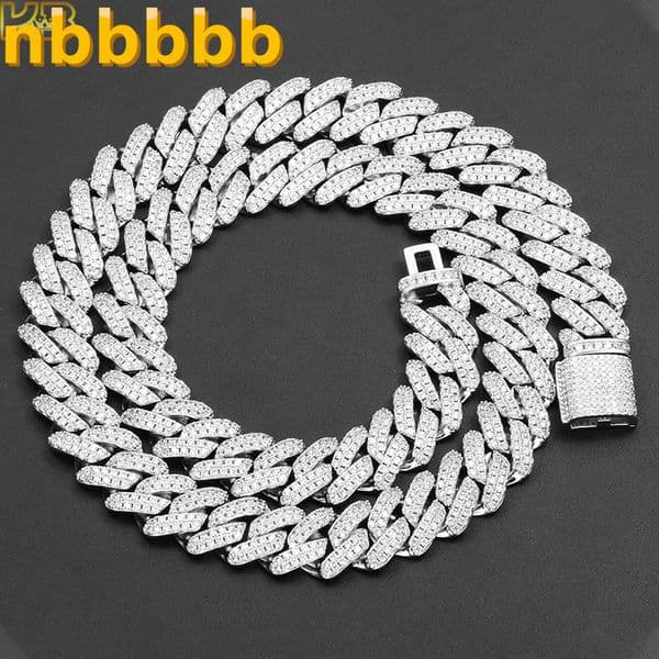 Moissanite Tennis Necklace Silver 925 Cuban Chain Hip Hop Diamond Chain VVS Moissanite Necklace for Men Women
