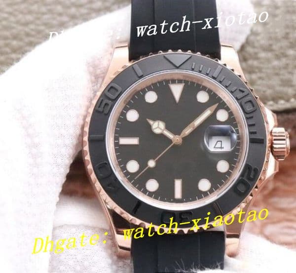 CLEAN Factory Mens Watch Better Quality 18kt Rose Gold Black Index CARD 116655 Sapphire Glass Rubber Strap CAL.3135 Movement Mechanical Men's Wristwatches