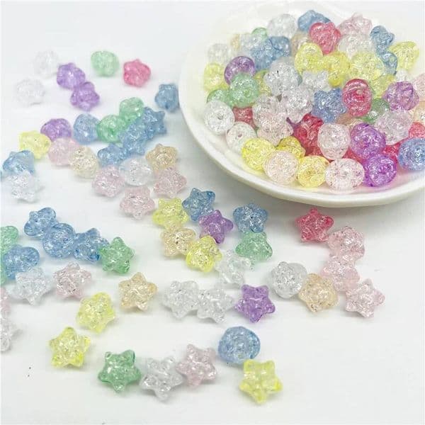 30Pcs/Lot 10Mm Acrylic Spacer Crack STAR Shape Beads For Jewelry Making DIY Charms Bracelets Necklac Accessories